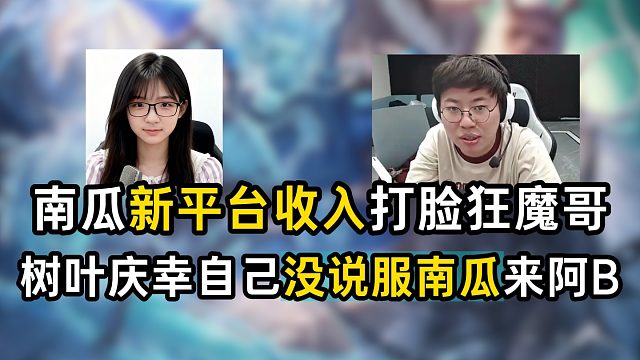 南瓜新平台收入打脸狂魔哥，树叶庆幸自己没说服南瓜来阿B