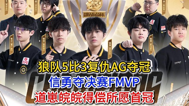 狼队5比3复仇AG夺冠，信勇夺决赛FMVP，道崽皖皖得偿所愿首冠