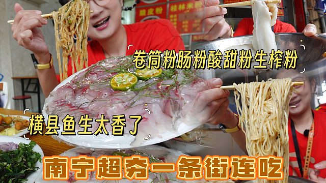 【逛吃南宁】一条街炫满特色美食！鱼生！生榨粉老友粉卷筒粉超爱