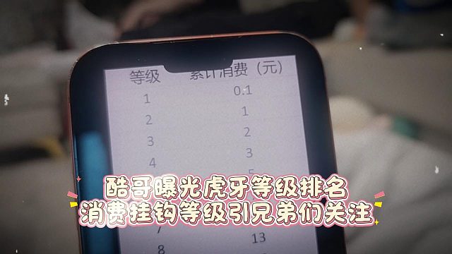 酷哥曝光虎牙等级排名，消费挂钩等级引兄弟们关注