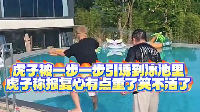 【小小小酷哥】虎子被一步一步引诱到泳池里，虎子称报复心有点重了笑不活了