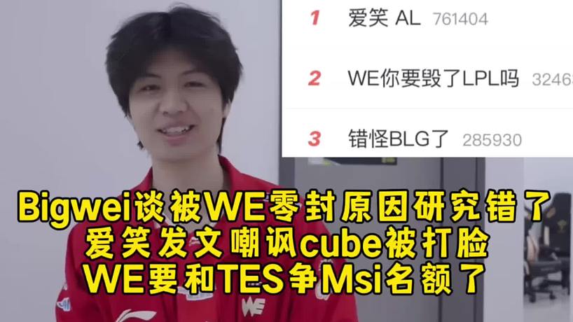 錯(cuò)怪BLG了！Bigwei談被WE零封原因研究錯(cuò)了，愛(ài)笑發(fā)文嘲諷cube被打臉