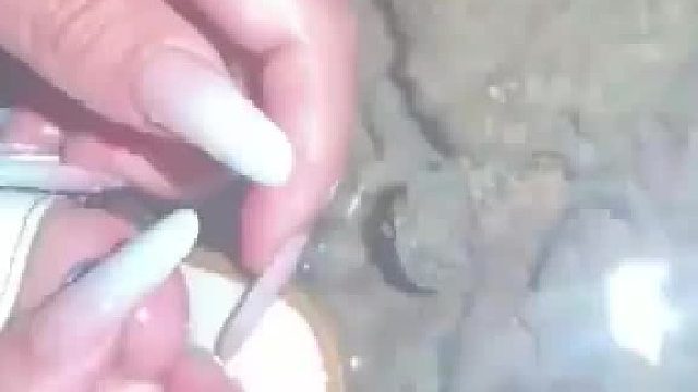 女子去赶海，没想到脚上的猫眼美甲掉了