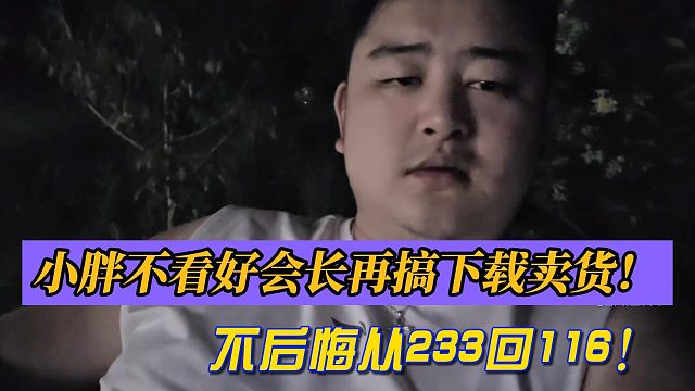 小胖不看好会长再搞下载卖货！不后悔从233回116！