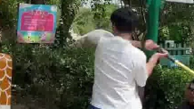 打卡郑州银基动物王国砸大锤游戏，八十一锤  大力才能出奇迹