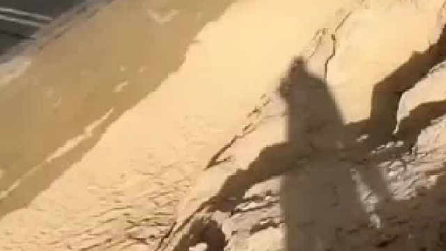 大货车跟在汽车身后一直鸣笛，看到前方道路才明白鸣笛的原因