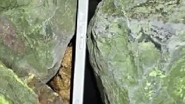 男子晒石头里的一台手机