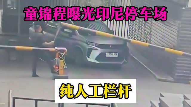 童锦程曝光印尼停车场，纯人工栏杆