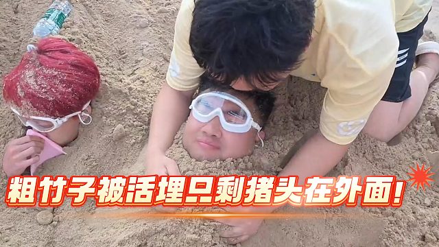 小小酷直播时粗竹子被活埋只剩猪头在外面！
