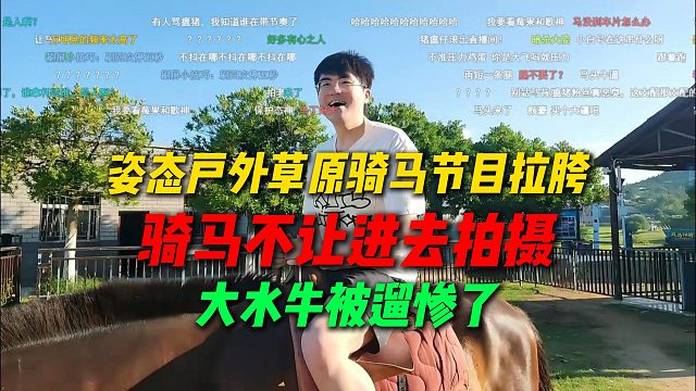 姿态武汉户外草原骑马节目拉胯，工作人员不让进去拍摄，给大水牛遛惨了