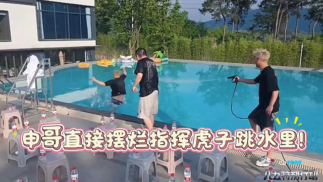 申哥直接摆烂指挥虎子跳水里！