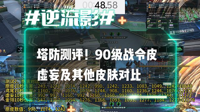 逆流影1195：塔防测评！90级战令皮璃鸢虚妄及其他皮肤对比