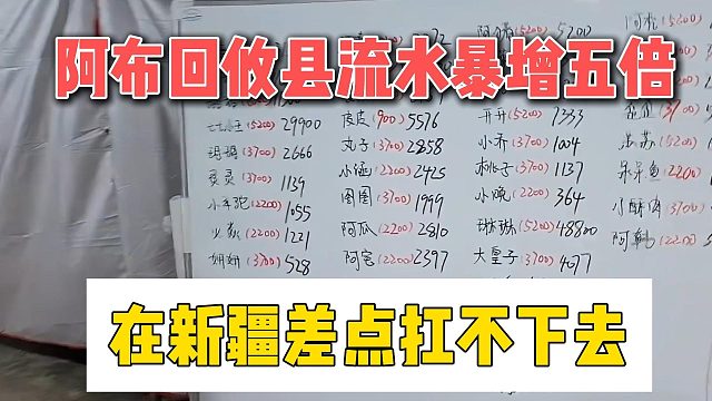 阿布回攸县流水暴增五倍，在新疆差点扛不下去