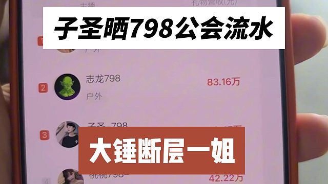 子圣晒798公会流水，大锤断层一姐