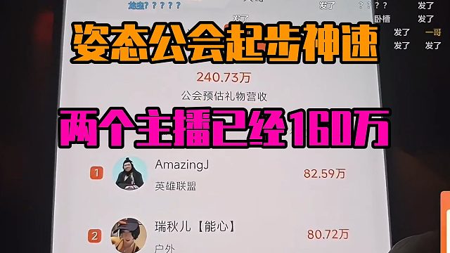 姿态公会起步神速，两个主播已经160万