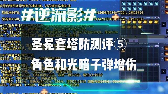 逆流影1199：圣冕套塔防测评⑤角色和光暗子弹的增伤效果