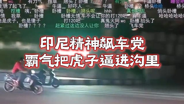 印尼精神飙车党，霸气把虎子逼进沟里