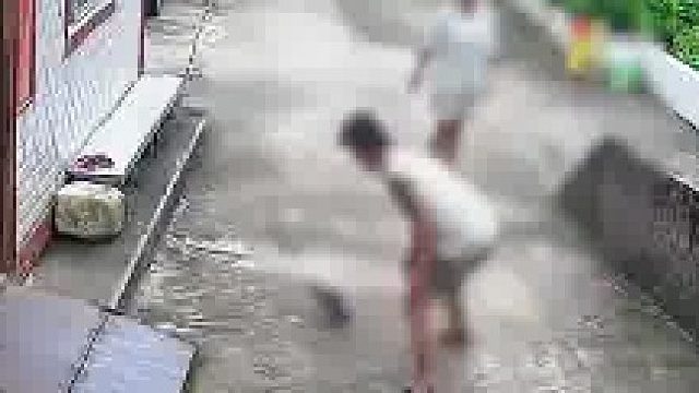 男子路过狗狗时和其对视，随后直接拖鞋砸了过去