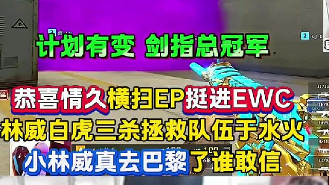 计划有变，剑指冠军！恭喜Q9横扫EP挺进EWC，威哥真去巴黎了！！！！太热血了！