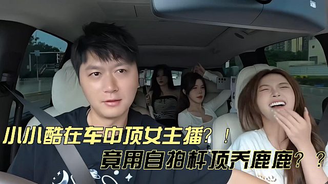 小小酷竟在车中用自拍杆顶乔鹿鹿？？？？