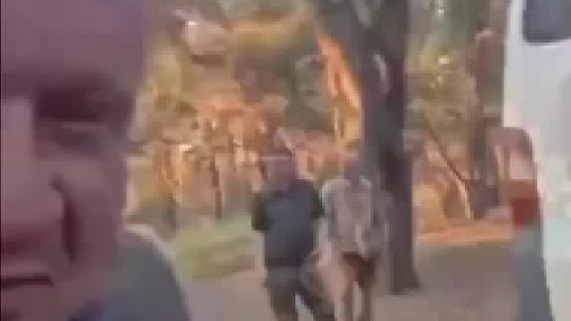 一名乌克兰男子自拍视频炫耀身后的征兵人员不敢抓他壮丁因为手上牵着一只豹子