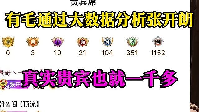 有毛通过大数据分析张开朗，真实贵宾也就一千多