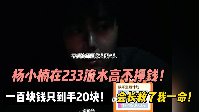 杨小楠：在233流水高不挣钱！一百块钱只到手20块！会长救了我一命！