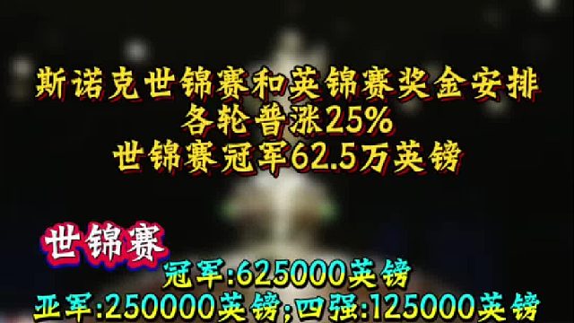 斯诺克世锦赛和英锦赛的奖金分布