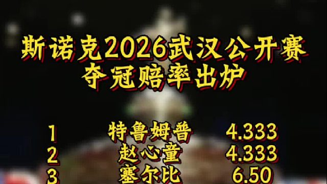 斯诺克2026武汉公开赛夺冠赔率出炉