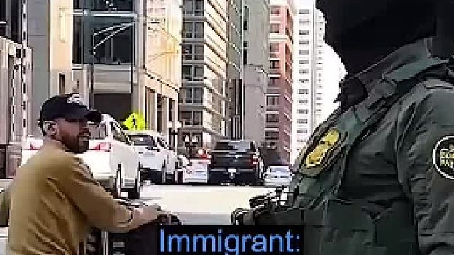 美国移民当街挑衅并戏耍了边境巡逻警队...