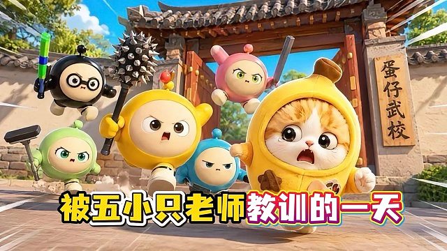 妈妈居然跟五小只联起伙来教训香蕉猫