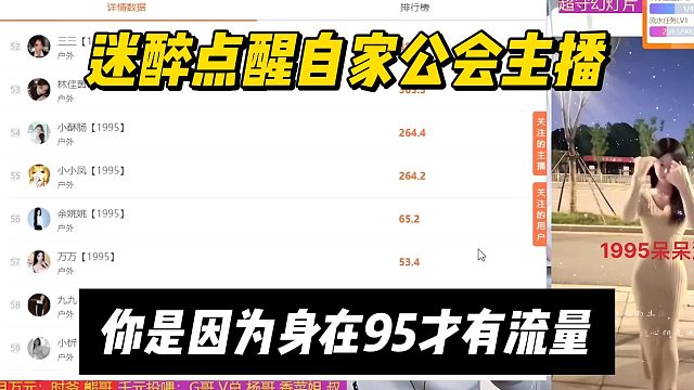 迷醉点醒自家公会主播，你是因为身在95才有流量