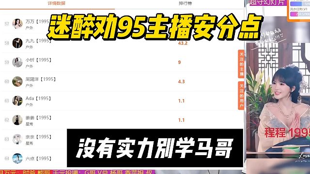 迷醉劝95主播安分点，没有实力别学马哥
