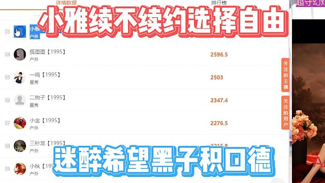 小雅续不续约选择自由，迷醉希望黑子积口德