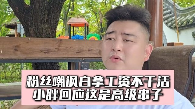 粉丝嘲讽白拿工资不干活，小胖回应这是高级串子