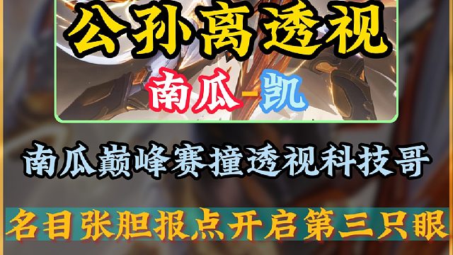 南瓜巅峰赛撞公孙离明目张胆开透视科技哥！赛后坦言生活所迫请求南瓜放过属实离谱！