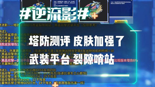 逆流影1233：塔防测评陷阱皮肤加强了！黑晶双擎武装平台 陆行虎鲨裂隙哨站