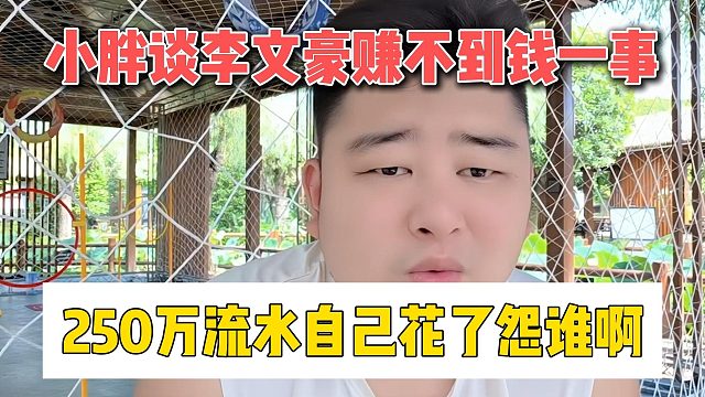 小胖谈李文豪赚不到钱一事，250万流水自己花了怨谁啊