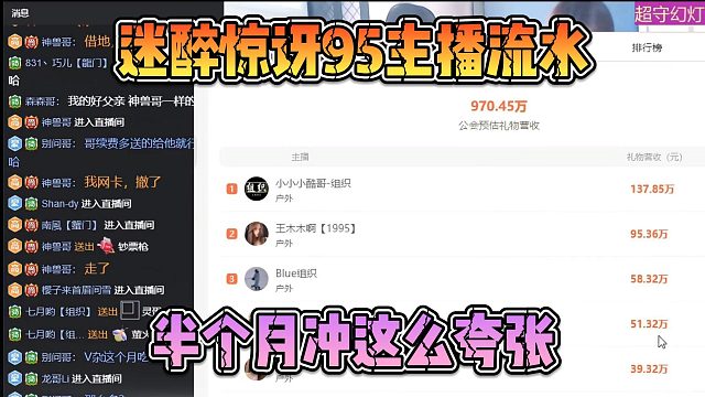 迷醉惊讶95主播流水，半个月冲这么夸张