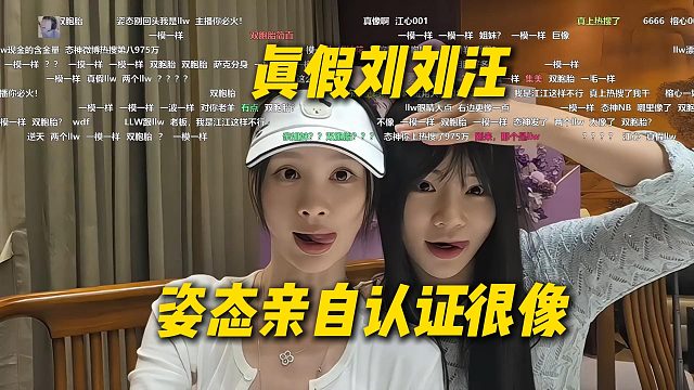 llw和江江同框上演真假刘刘汪，姿态亲自认证很像