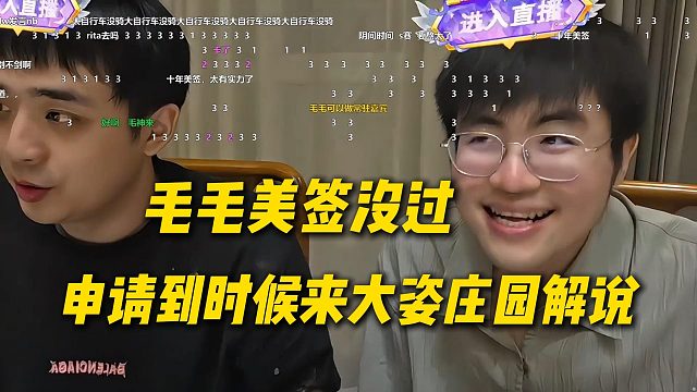 毛毛美签没过，到时候S16现场解说应该没几个人，申请到时候来大姿庄园解说