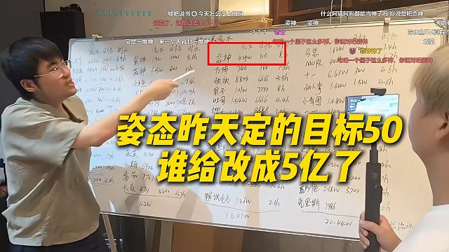姿态昨天定的目标50块，谁给改成5亿了，姿态今天4.29万流水超额完成目标