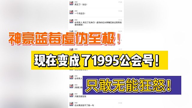 神豪蓝莓虚伪至极！现在变成了1995公会号！只敢无能狂怒！