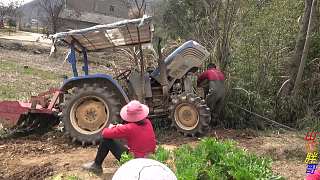 农村大舅花2万买个二手耕田机，没想到第一天就这样了，好险