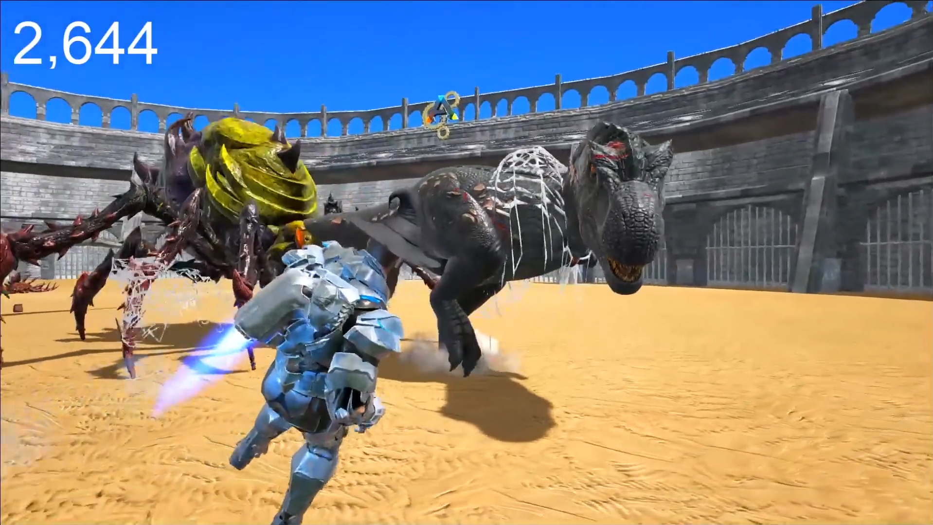 方舟恐龙对战：七彩蜘蛛是何物种，竟然敢闯恐龙世界