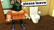 This Roblox man refuses to leave my bathroom :/