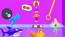 机器救援游戏 转动机器，把游泳圈吹过去
