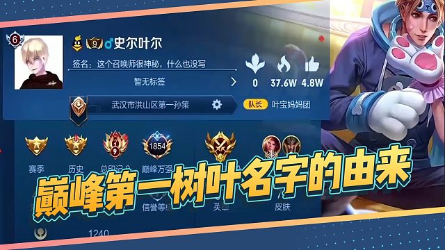 国服第一孙策树叶游戏内名字的由来,原来还有这样一段故事!_虎牙视频