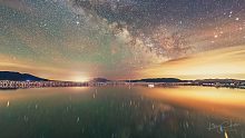 一分钟延时摄影带你看新疆赛里木湖的一整夜