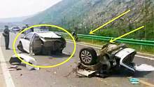 国产车撞上合资车，车身当场一分为二？路人：这差距也太大了